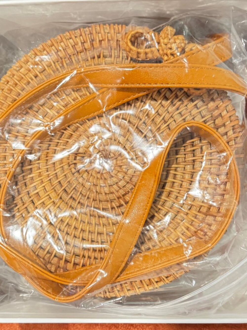 Round Rattan Crossbody Bag - Picture 3 of 3